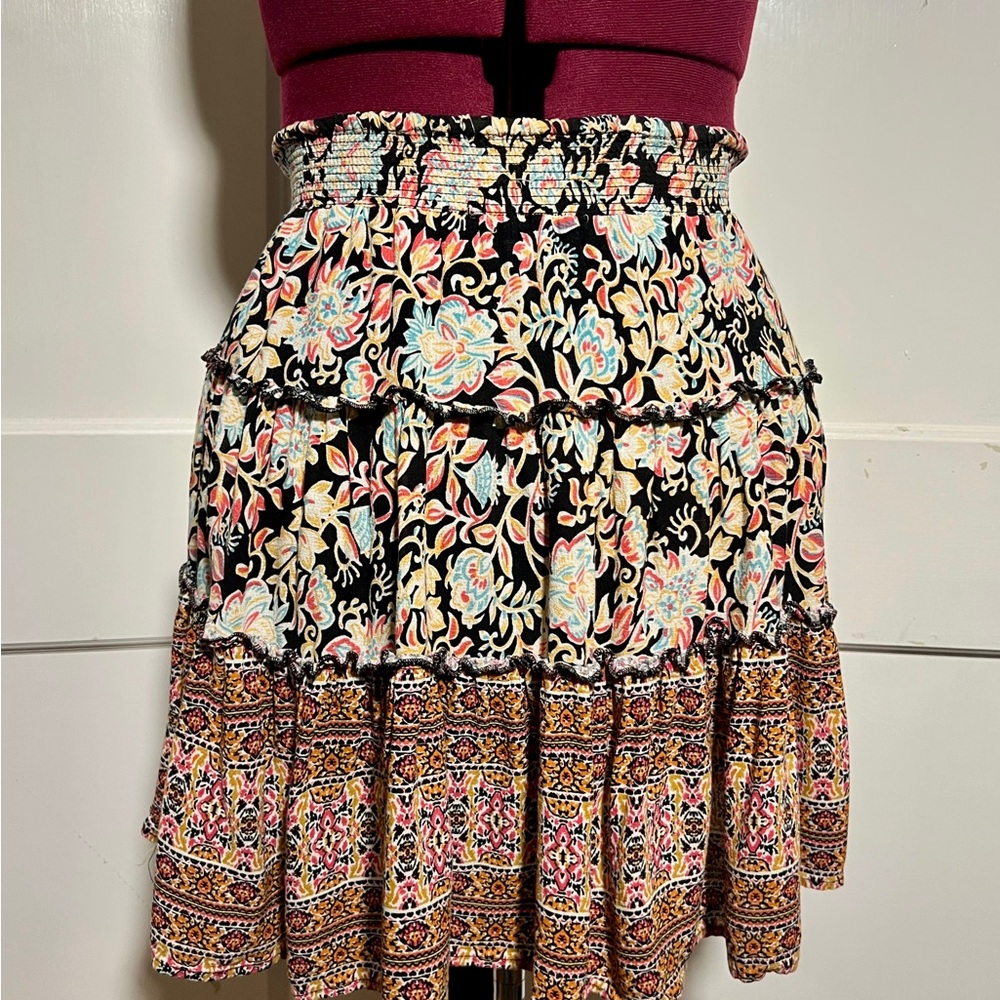 Rachel Zoe Floral Mini Skirt - Black and Multicolor